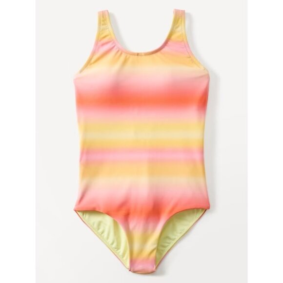 Athleta Girl M/8-10 Scoop One Piece Medium Aura Ombre Yellow - Picture 1 of 3
